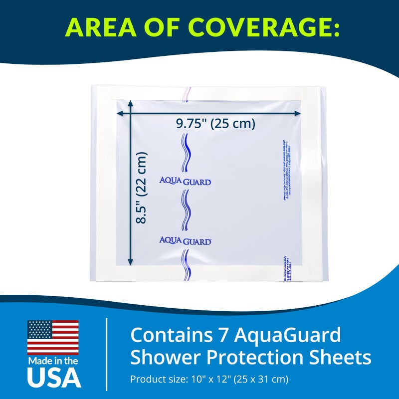 TIDI 50011-PKG AquaGuard Sheet â€“ 10â€ x 12â€ â€“ (Area of Coverage: 8.5â€ x 9.75â€) â€“ Shower Protection Sheet â€“ Self-Adhesive Moisture Barrier â€“ Wound Cover for Showering â€“ 7 Sheets â€“ Home Medical Supplies - Image 2
